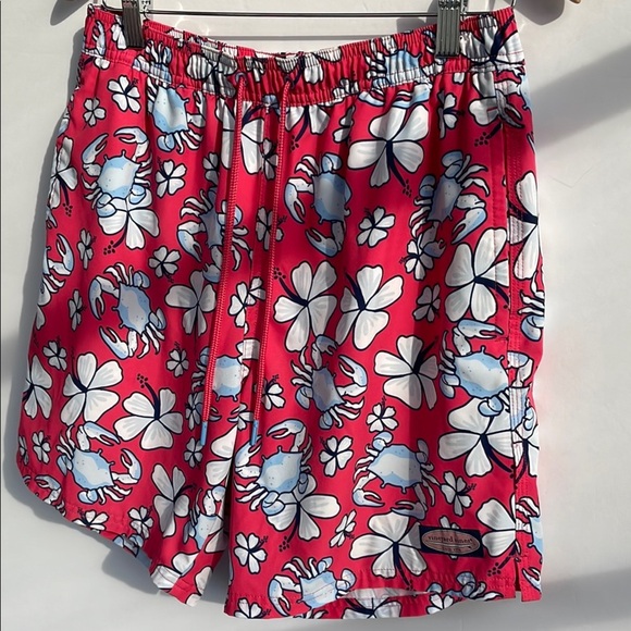 Vineyard Vines Coral and Blue Swim Trunks Shorts with Elastic Waistband Medium - Picture 8 of 16